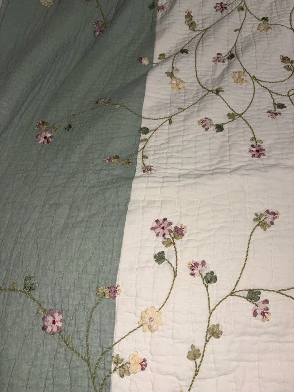 RARE Sunham Home quilt embroidered Floral Bedspread Cottagecore shabby chic